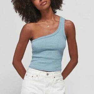 Urban Outfitters Size Small Ribbed One Shoulder Essential Tank Top Blue